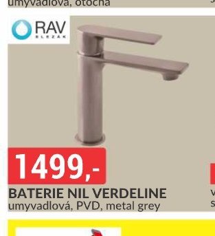 BATERIE NIL VERDELINE umyvadlová, PVD, metal grey