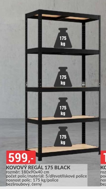 KOVOVÝ REGÁL 175 BLACK