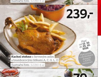 Kachní stehno s červeným zelím a bramborovými šiškami