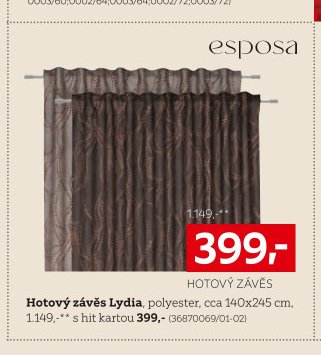 Hotový závěs Lydia